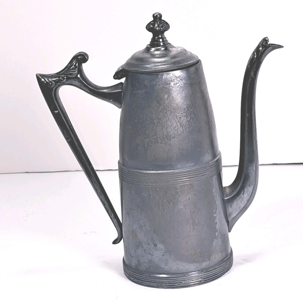 Antique Sheffield Plate Silver Coffee Pot 641 Ribbed Victorian Patina England